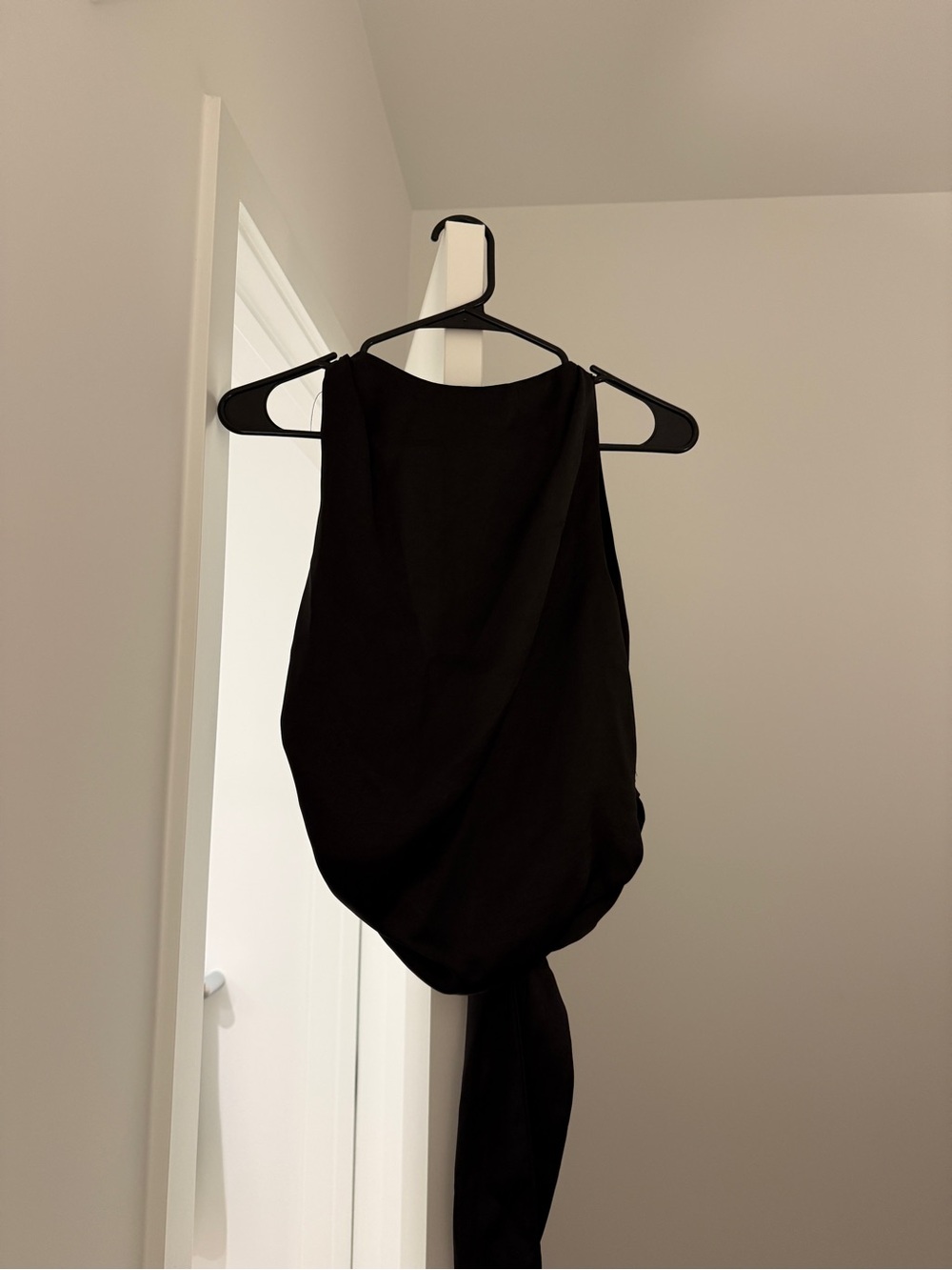 Zara Black Open Back Draped Halter Top